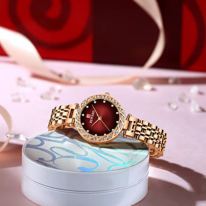 Reward-Montre Femme Quartz Élégante avec Diamants & Bracelet Acier Inoxydable