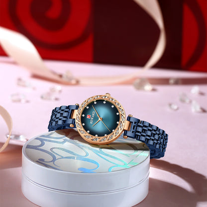 Reward-Montre Femme Quartz Élégante avec Diamants & Bracelet Acier Inoxydable