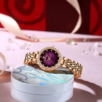 Reward-Montre Femme Quartz Élégante avec Diamants & Bracelet Acier Inoxydable