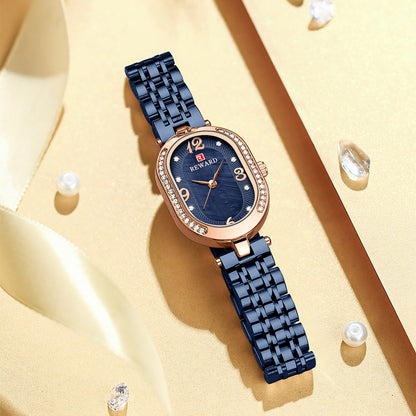 Reward-Montre Femme Luxe Quartz — Élégante Ovale Bracelet Acier Inoxydable & Étanche