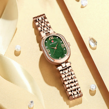 Reward-Montre Femme Luxe Quartz — Élégante Ovale Bracelet Acier Inoxydable & Étanche