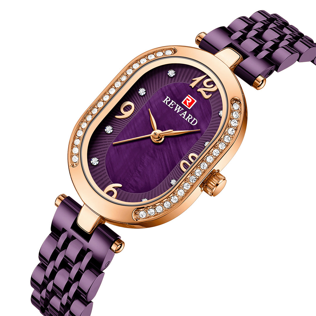 Reward-Montre Femme Luxe Quartz — Élégante Ovale Bracelet Acier Inoxydable & Étanche