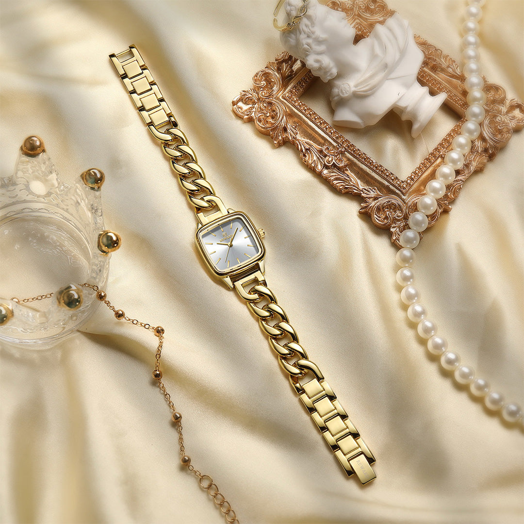 Reward-Montre Femme Carrée Vintage avec Bracelet Acier Inoxydable — Élégance & Fiabilité