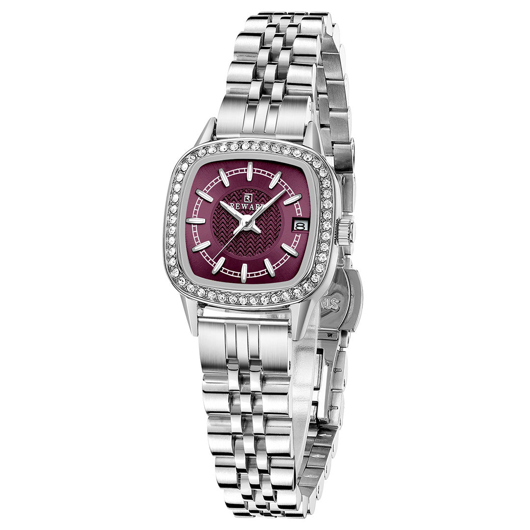 Reward-Montre Femme Élégante & Raffinée avec Diamants & Bracelet Acier Inoxydable
