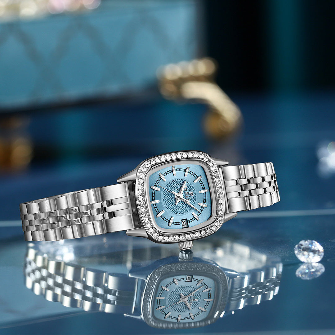 Reward-Montre Femme Élégante & Raffinée avec Diamants & Bracelet Acier Inoxydable