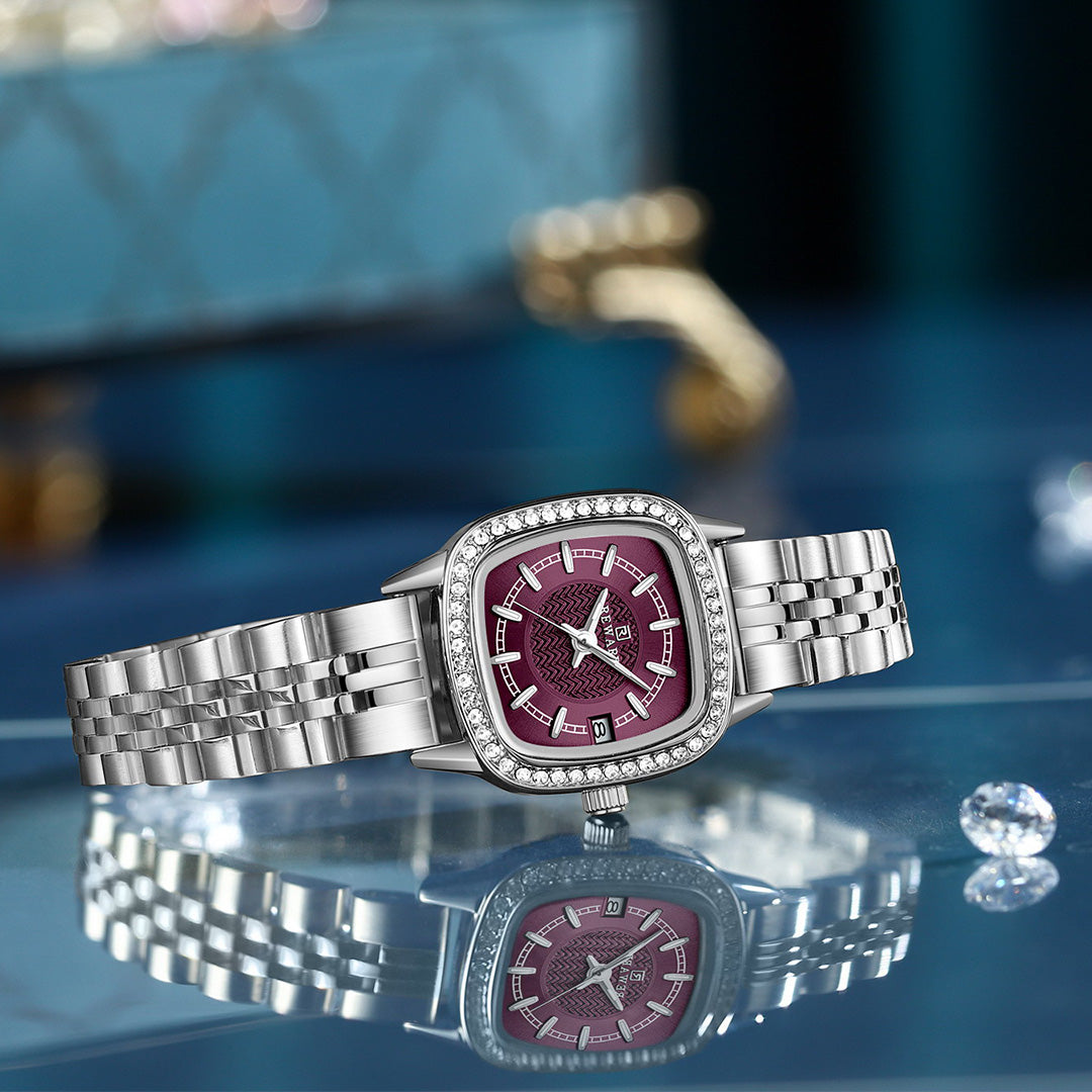 Reward-Montre Femme Élégante & Raffinée avec Diamants & Bracelet Acier Inoxydable