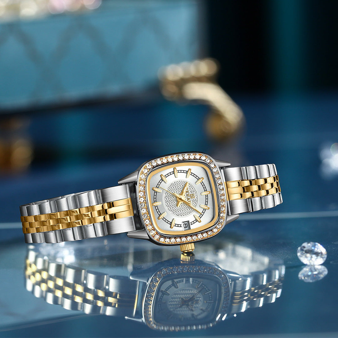 Reward-Montre Femme Élégante & Raffinée avec Diamants & Bracelet Acier Inoxydable