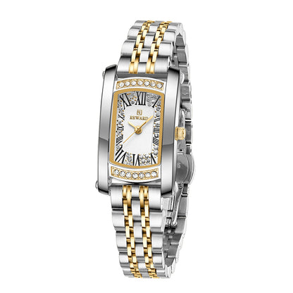 Reward-Montre Carrée Femme avec Diamants & Bracelet Acier Inoxydable