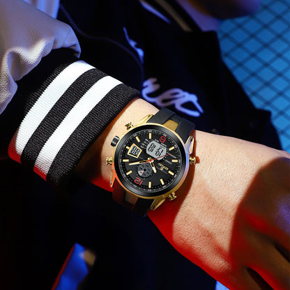 Reward-Montre Homme Double Affichage Analogique & Digital Quartz Électronique Bracelet en Silicone