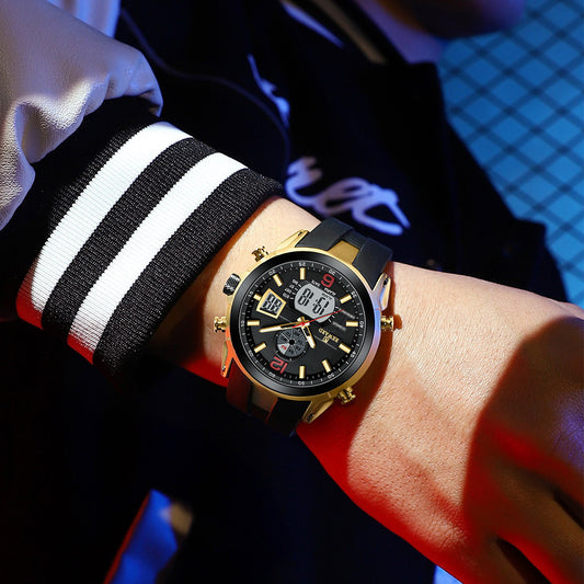 Reward-Montre Homme Double Affichage Analogique & Digital Quartz Électronique Bracelet en Silicone