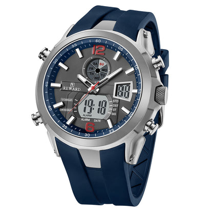 Reward-Montre Homme Double Affichage Analogique & Digital Quartz Électronique Bracelet en Silicone