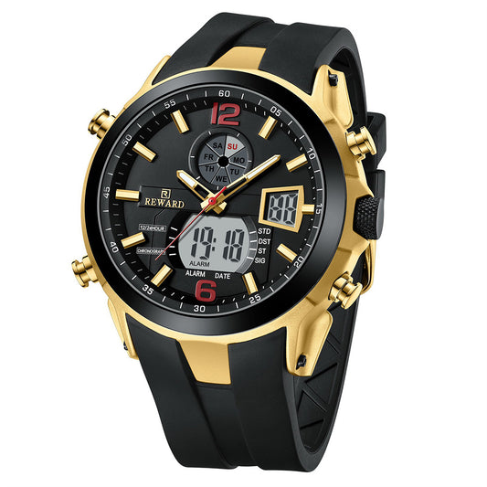 Reward-Montre Homme Double Affichage Analogique & Digital Quartz Électronique Bracelet en Silicone