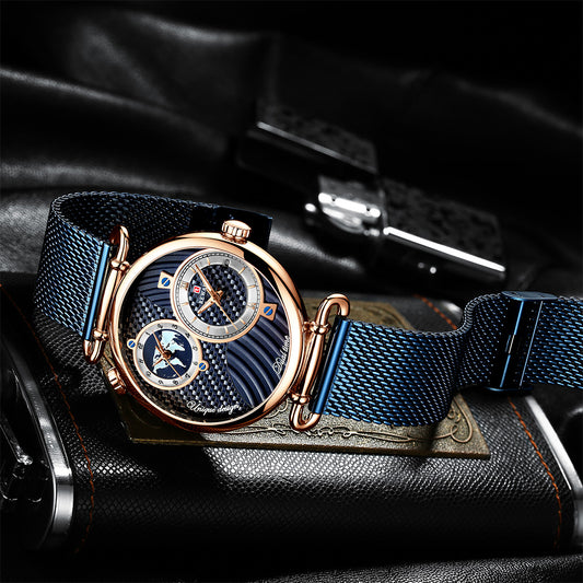 Reward-Montre Homme Luxe Quartz Double Cadran Fuseaux Horaires Multiples