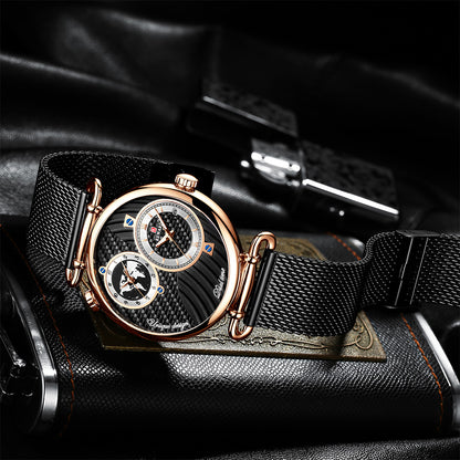 Reward-Montre Homme Luxe Quartz Double Cadran Fuseaux Horaires Multiples