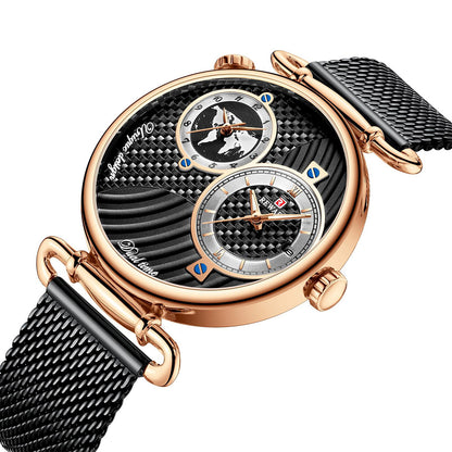 Reward-Montre Homme Luxe Quartz Double Cadran Fuseaux Horaires Multiples