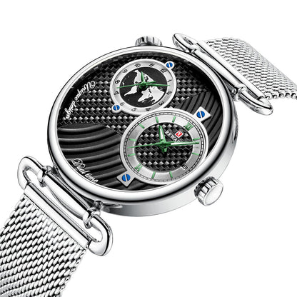 Reward-Montre Homme Luxe Quartz Double Cadran Fuseaux Horaires Multiples