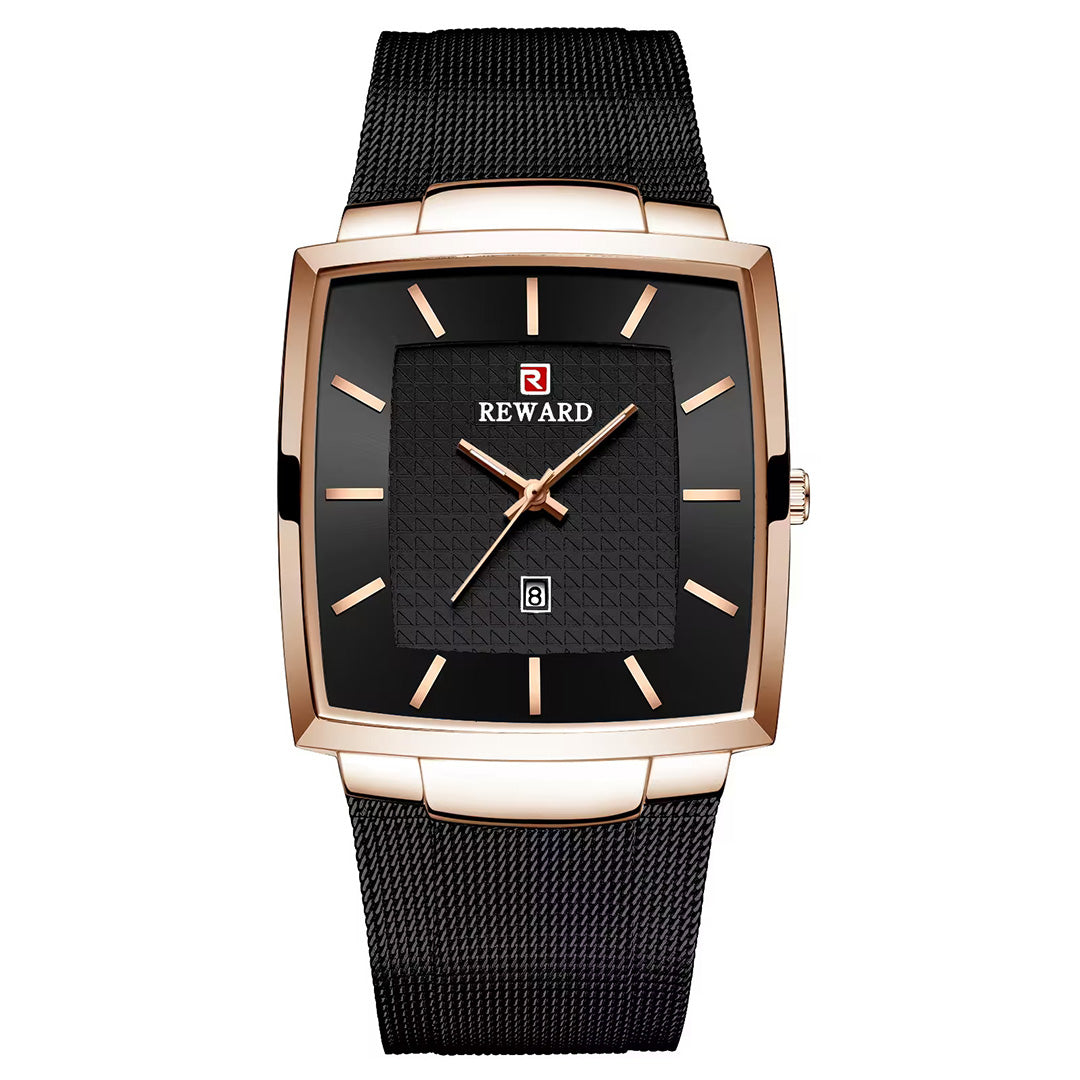 Reward-Montre Carrée en Acier Inoxydable. Style Raffiné pour Homme