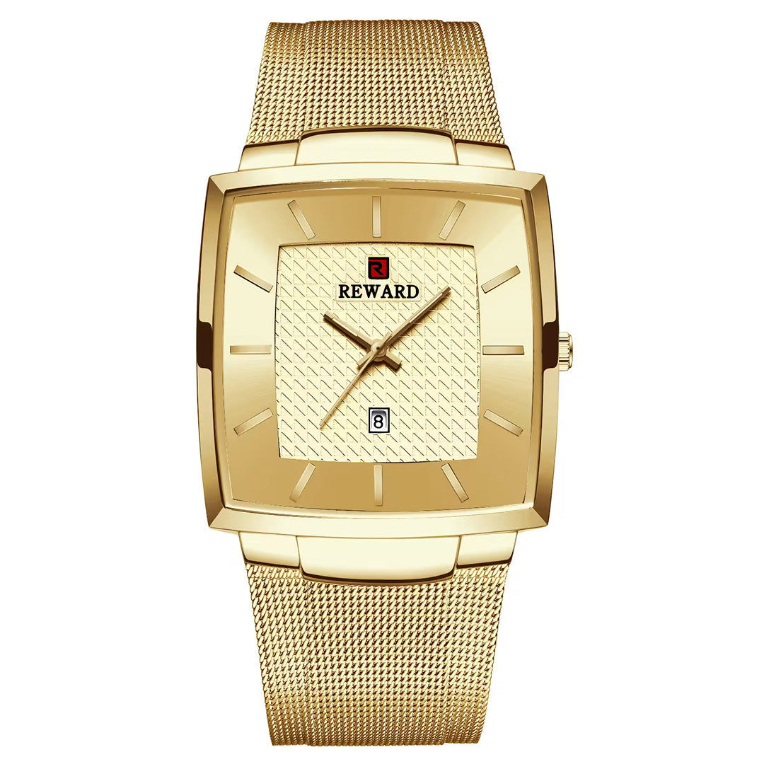 Reward-Montre Carrée en Acier Inoxydable. Style Raffiné pour Homme