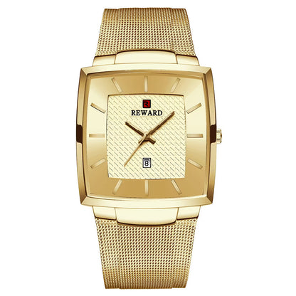 Reward-Montre Carrée en Acier Inoxydable. Style Raffiné pour Homme