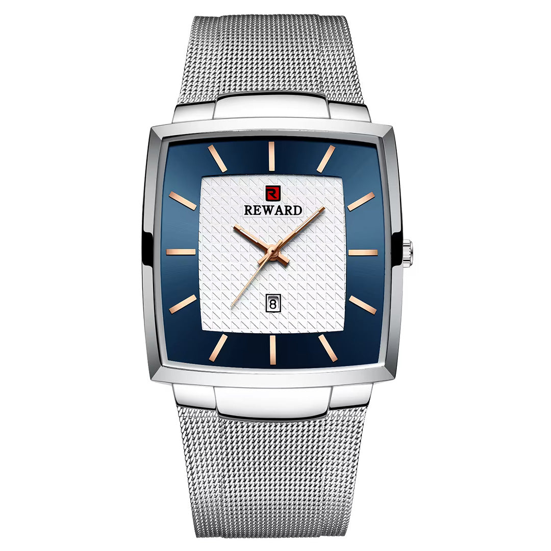 Reward-Montre Carrée en Acier Inoxydable. Style Raffiné pour Homme