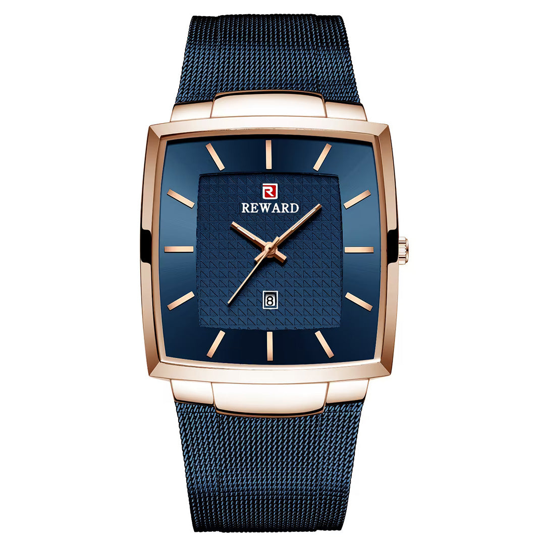 Reward-Montre Carrée en Acier Inoxydable. Style Raffiné pour Homme