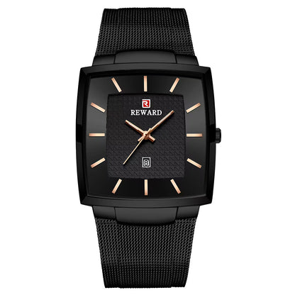 Reward-Montre Carrée en Acier Inoxydable. Style Raffiné pour Homme
