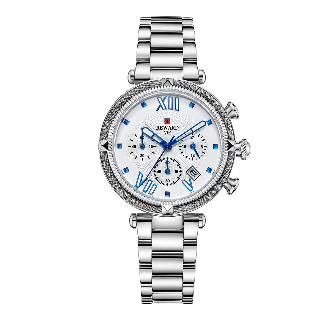 Reward-Montre Femme Chronographe de Luxe-Élégant en Acier Inoxydable