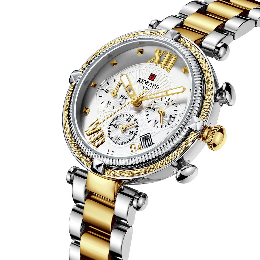 Reward-Montre Femme Chronographe de Luxe-Élégant en Acier Inoxydable