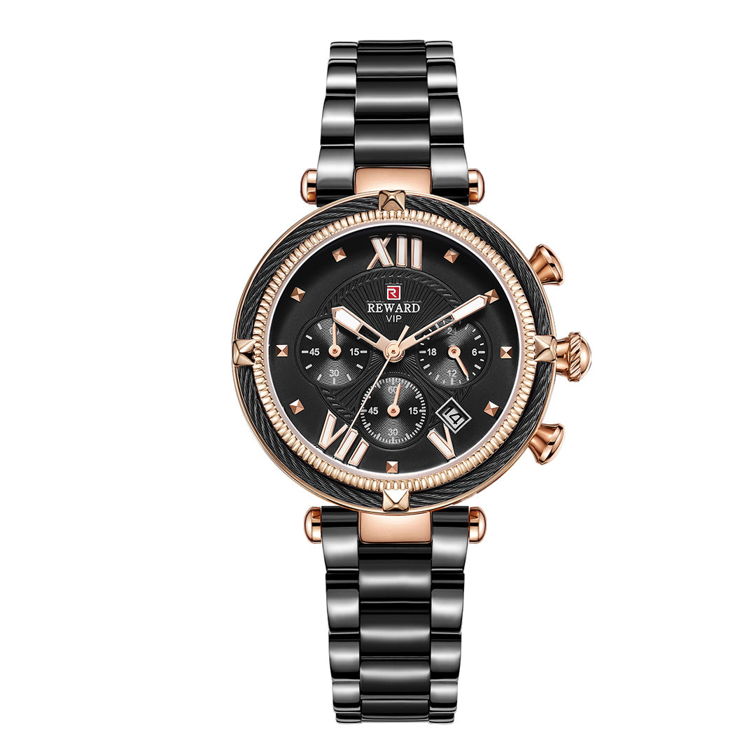 Reward-Montre Femme Chronographe de Luxe-Élégant en Acier Inoxydable