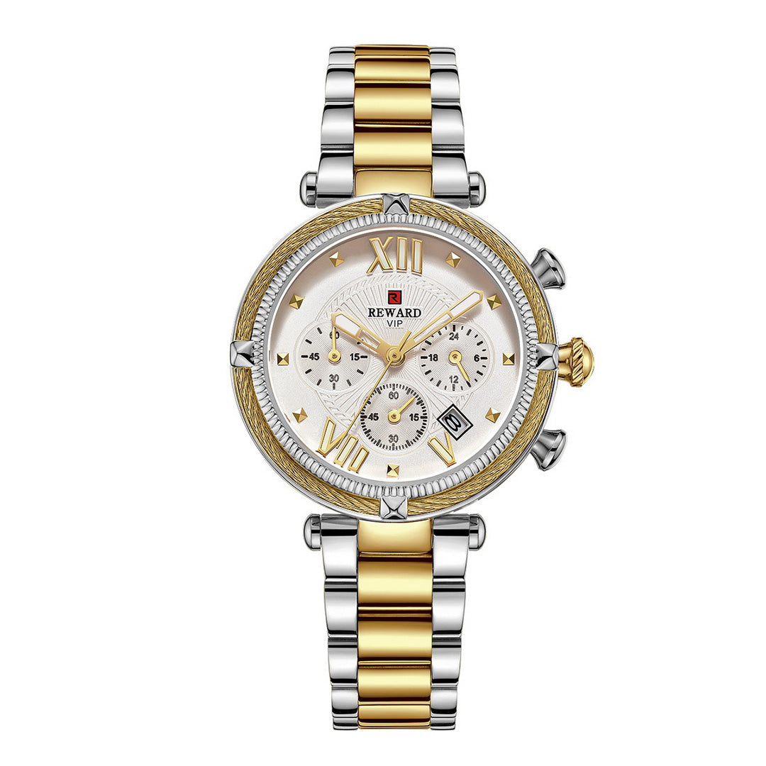 Reward-Montre Femme Chronographe de Luxe-Élégant en Acier Inoxydable