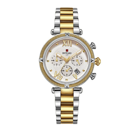 Reward-Montre Femme Chronographe de Luxe-Élégant en Acier Inoxydable