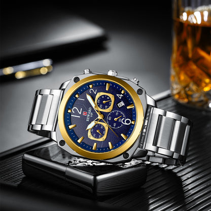 Reward-Montre Homme Chronographe de Luxe en Acier Inoxydable & Affichage Lumineux
