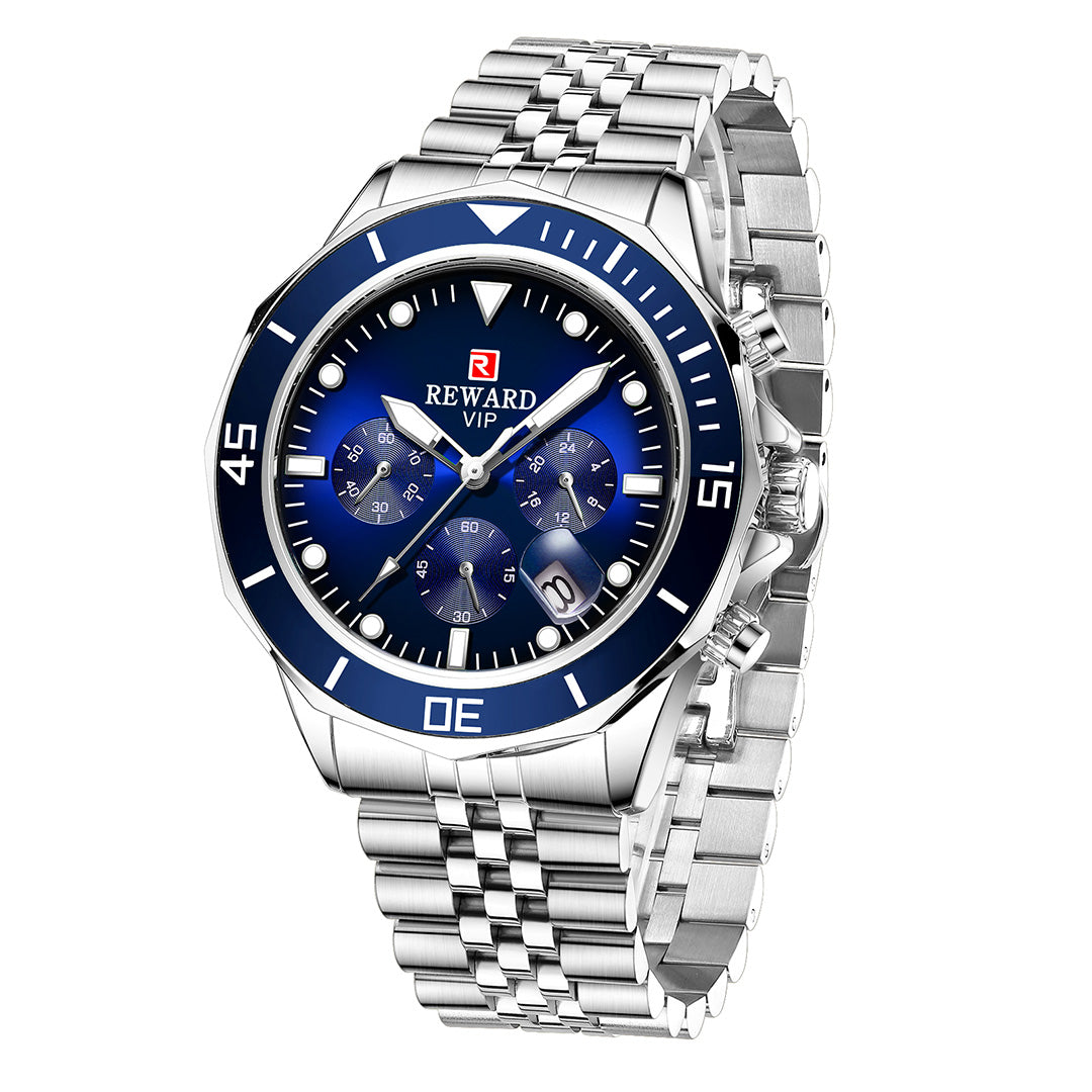 Reward-Montre Homme – Sport en Acier Inoxydable Étanche 3ATM avec Affichage Lumineux