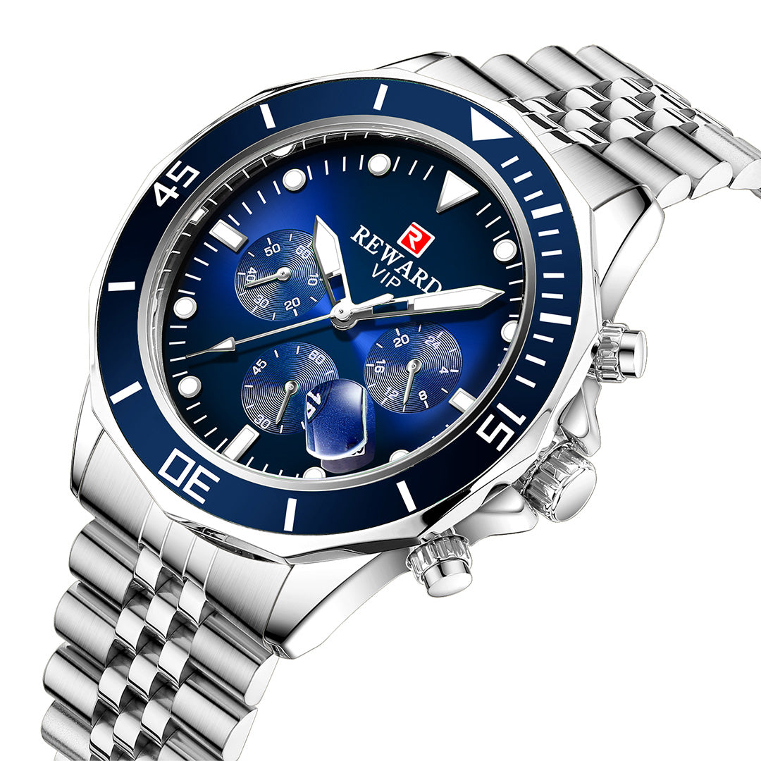 Reward-Montre Homme – Sport en Acier Inoxydable Étanche 3ATM avec Affichage Lumineux