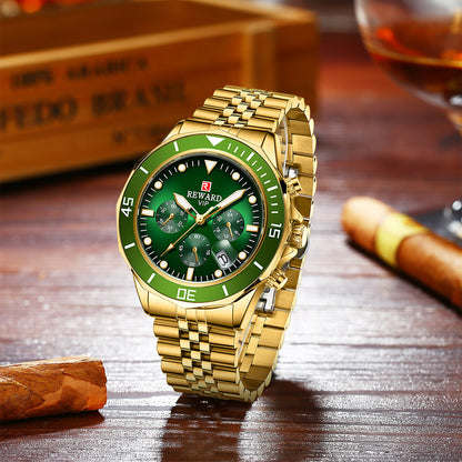 Reward-Montre Homme – Sport en Acier Inoxydable Étanche 3ATM avec Affichage Lumineux