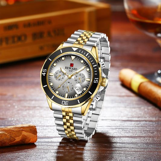 Reward-Montre Homme – Sport en Acier Inoxydable Étanche 3ATM avec Affichage Lumineux