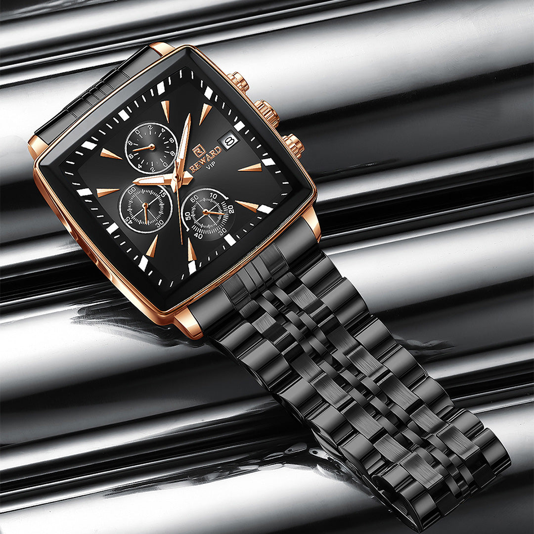 Reward- Montre Homme Carrée Chronographe Précis Élégance & Style Business