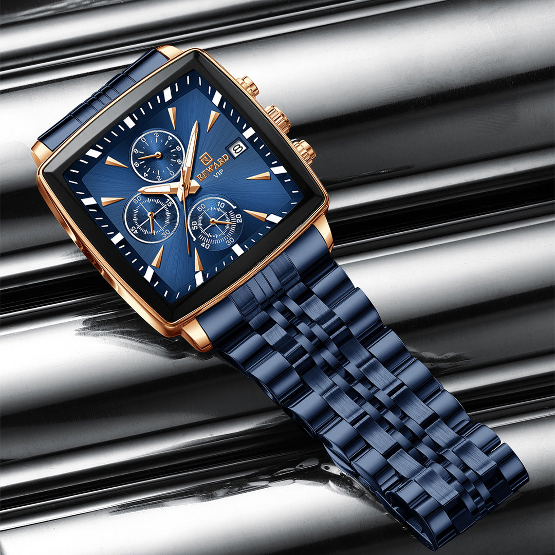 Reward- Montre Homme Carrée Chronographe Précis Élégance & Style Business