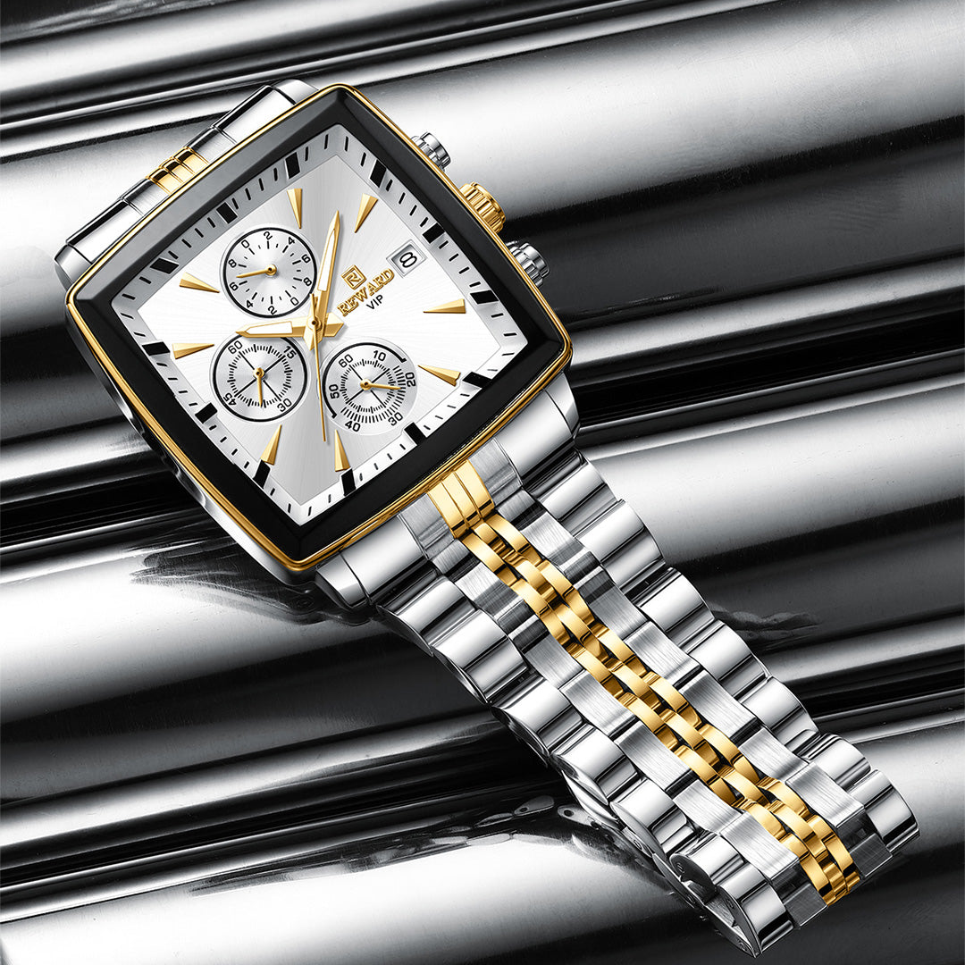 Reward- Montre Homme Carrée Chronographe Précis Élégance & Style Business