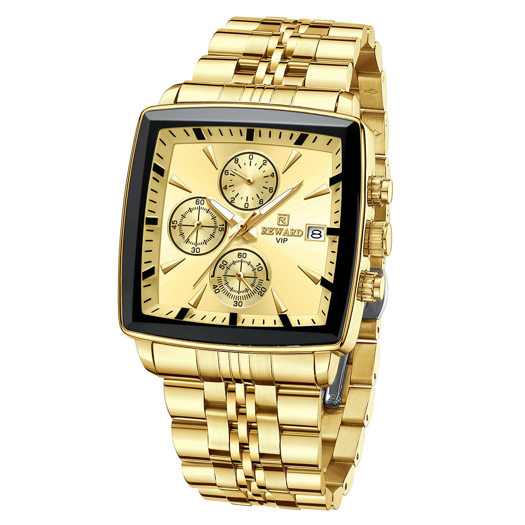 Reward- Montre Homme Carrée Chronographe Précis Élégance & Style Business