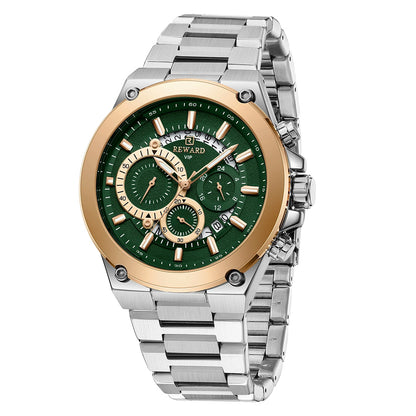 Reward-Montre Homme de Luxe en Acier Inoxydable & Chronographe