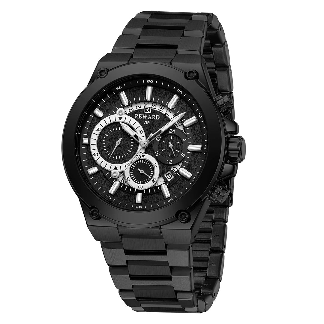 Reward-Montre Homme de Luxe en Acier Inoxydable & Chronographe