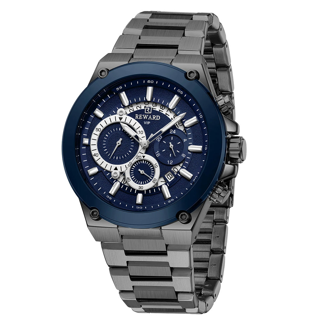 Reward-Montre Homme de Luxe en Acier Inoxydable & Chronographe