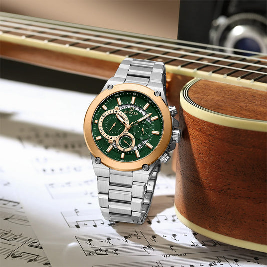 Reward-Montre Homme de Luxe en Acier Inoxydable & Chronographe