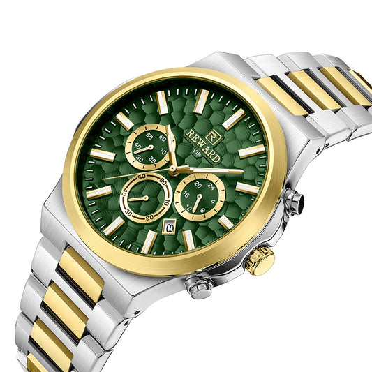 Reward-Montre Homme Luxe en Acier Inoxydable & Chronographe & Design Sport Chic