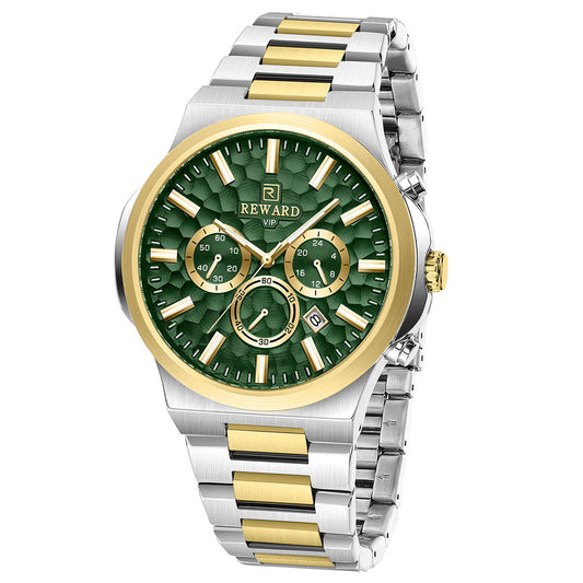 Reward-Montre Homme Luxe en Acier Inoxydable & Chronographe & Design Sport Chic