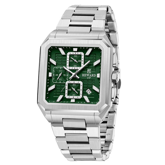 Reward- Montre Homme Carrée Chronographe Précis & Élégance avec Aiguilles Lumineuses