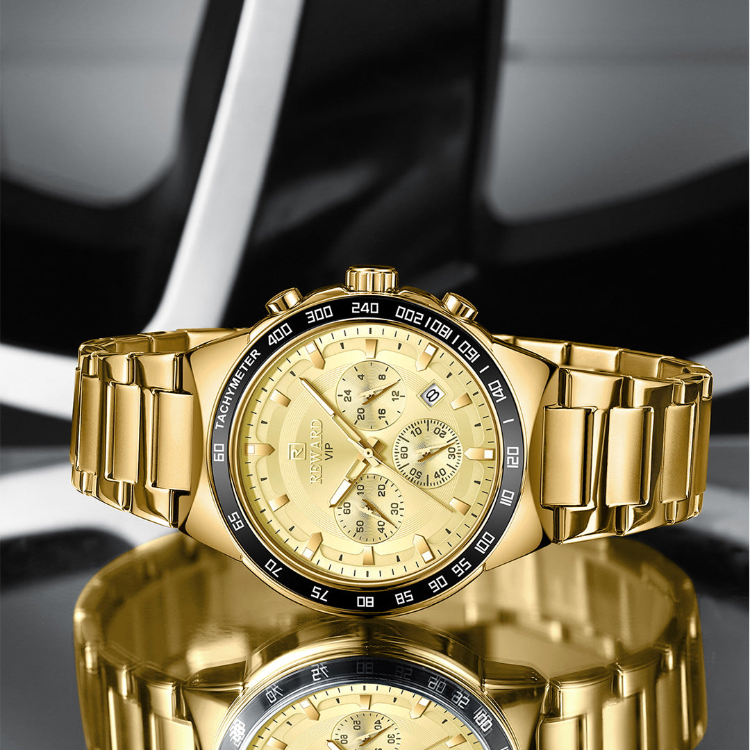 Reward-Montre Homme VIP Quartz Mode en Acier Inoxydable & Affichage Lumineux