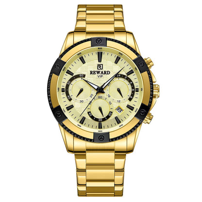 Reward-Montre Homme. Acier Inoxydable avec Chronographe & Affichage Lumineux