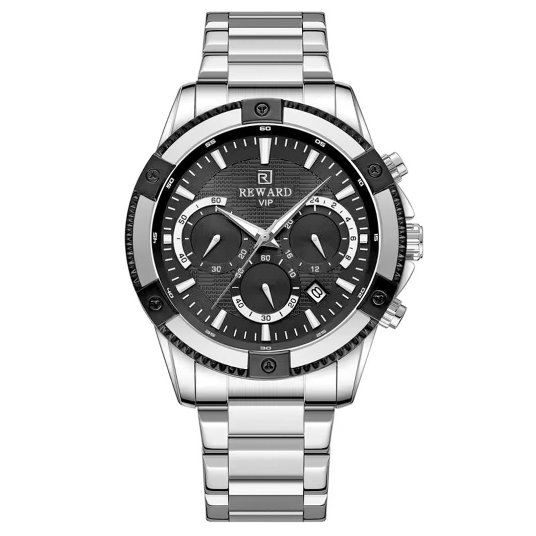 Reward-Montre Homme. Acier Inoxydable avec Chronographe & Affichage Lumineux